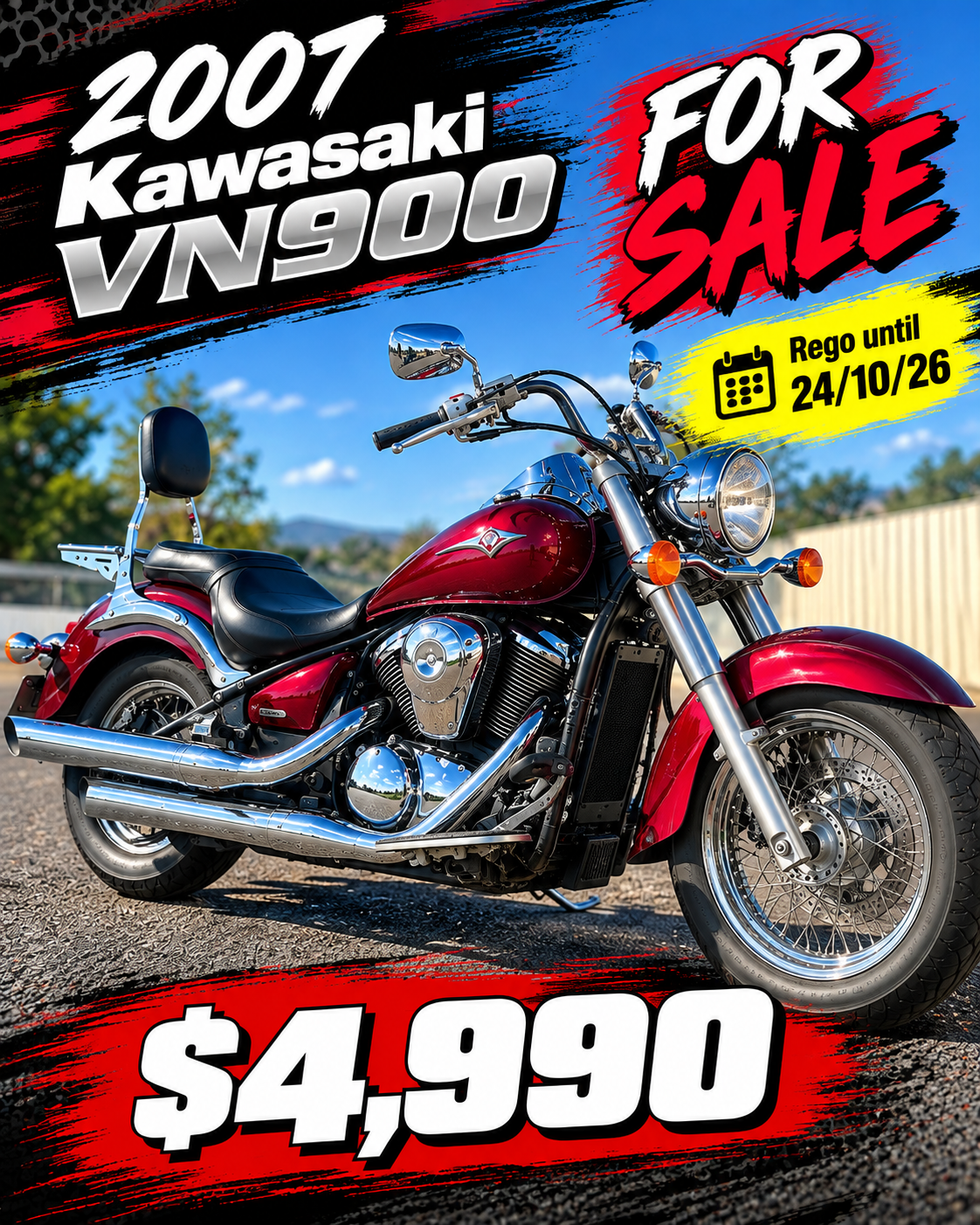 2007 Kawasaki VN900 – Registered