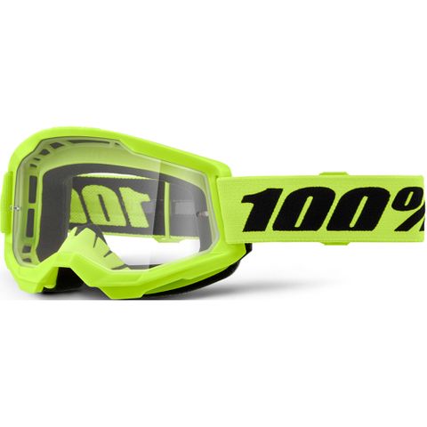 100% STRATA 2 GOGGLE NEON YELLOW - CLEAR LENS