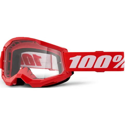100% STRATA 2 GOGGLE RED - CLEAR LENS