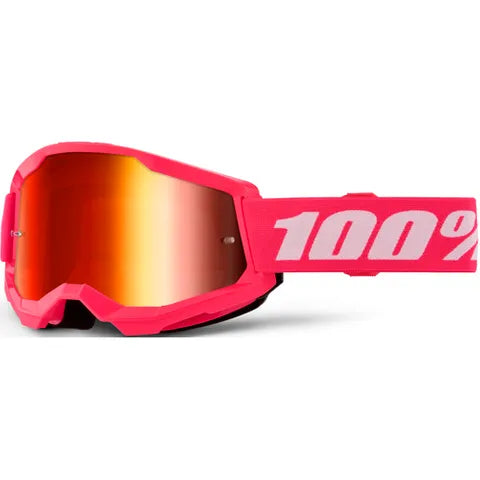 100% STRATA 2 GOGGLE PINK - MIRROR RED LENS
