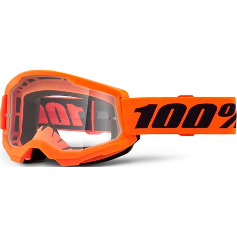 100% STRATA 2 GOGGLE NEON ORANGE - CLEAR LENS
